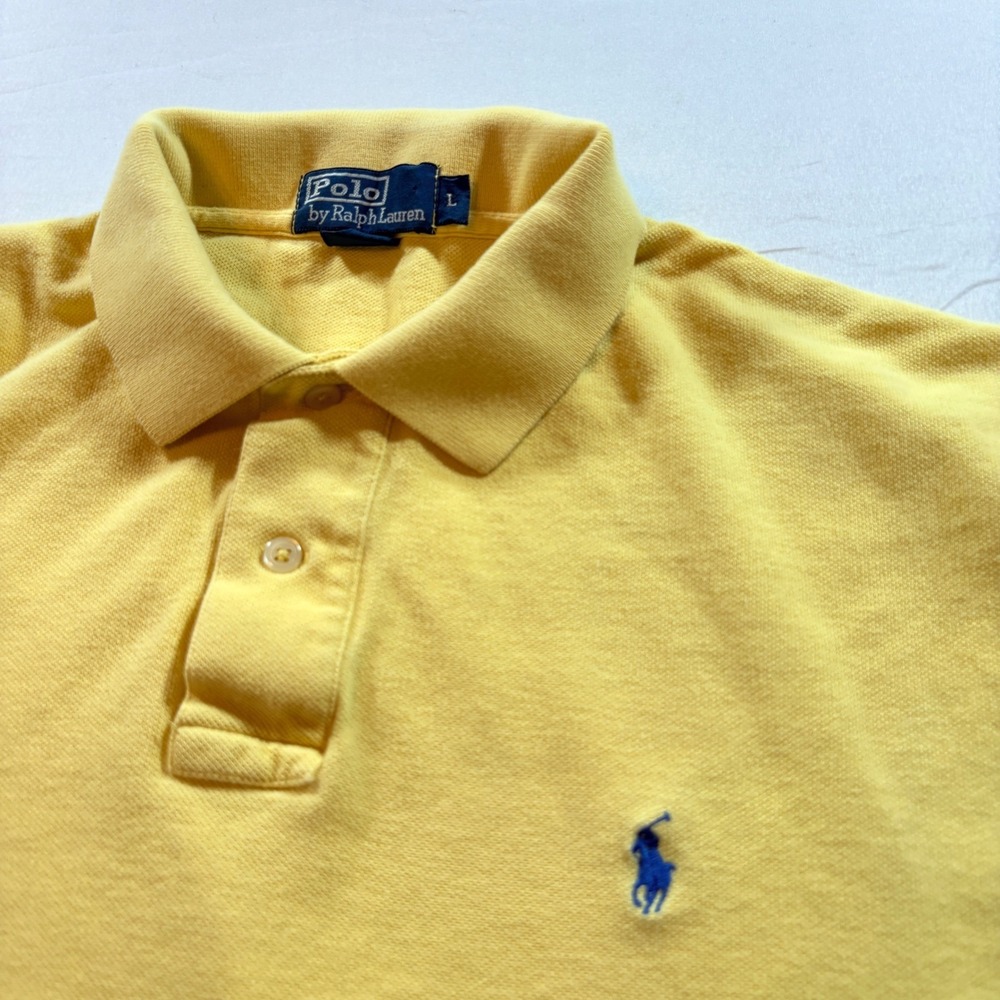Polo Ralph Lauren Polo Shirt Mens Large Yellow Cotton Pique Short Sleeve Classic